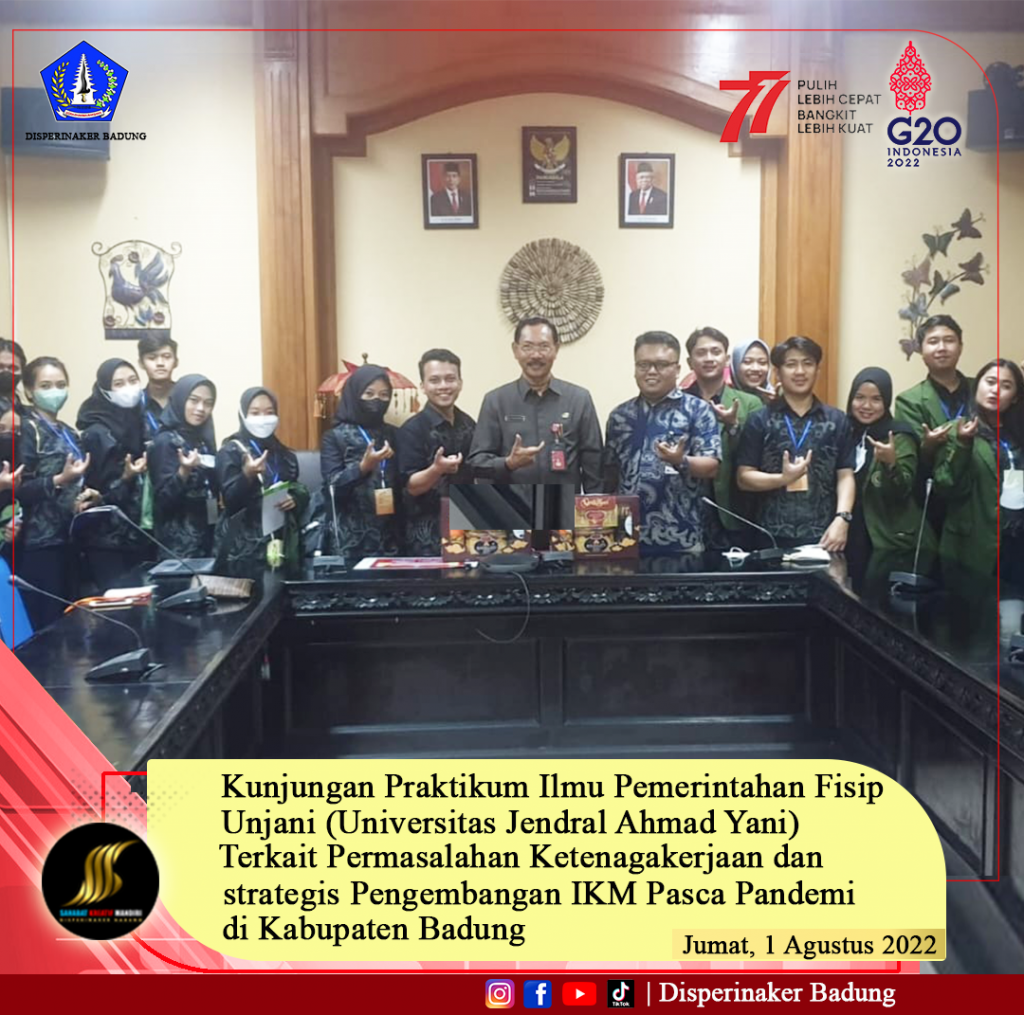 Kunjungan Praktikum Ilmu Pemerintah Fisif Unjani (Universitas Jendral Ahmad Yani) Terkait Permasalahan Ketenagakerjaan dan Strategis Pengembangan IKM Pasca Pandemi di Kabupaten Badung